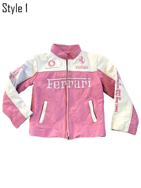 Ferrari pink cropped racing coat
