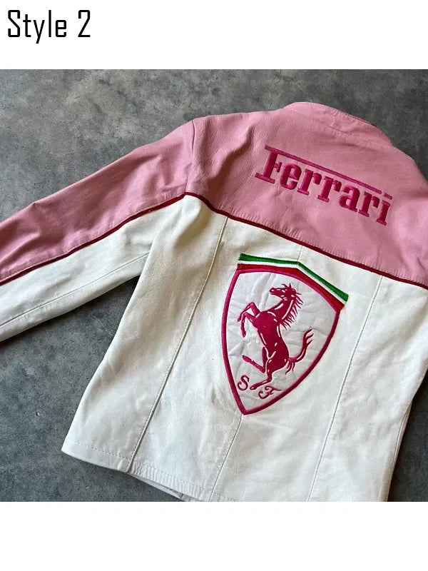 Ferrari contrast piping moto coat