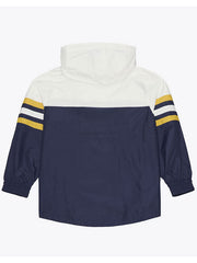 Notre Dame Fighting Irish navy anorak hoodie windbreaker back view flat lay