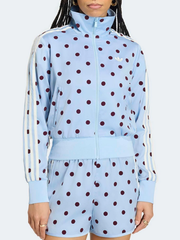 Firebird light blue polka dot satin track jacket front view