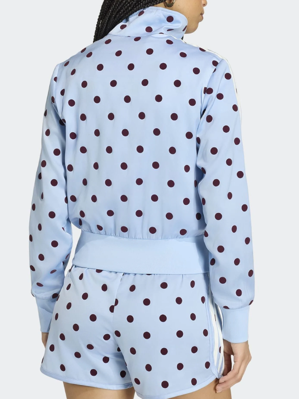 Firebird light blue polka dot satin track jacket back view