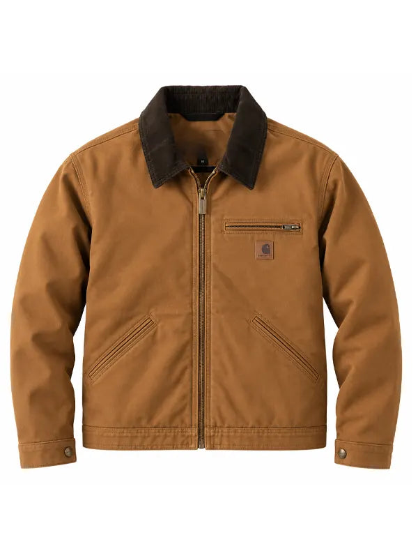 Carhartt Ford corduroy collar zip brown canvas jacket