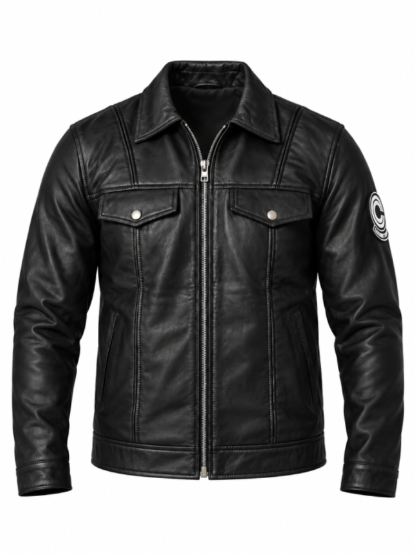Black anime leather jacket Mirai Trunks DBZ fans