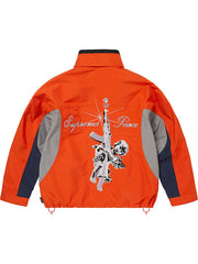 Orange Supreme x GORE-TEX down jacket back view with graphic design