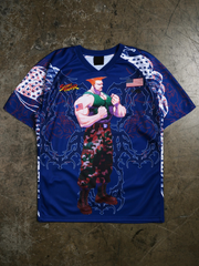 Civil Regime Street Fighter Guile blue jersey front flat lay