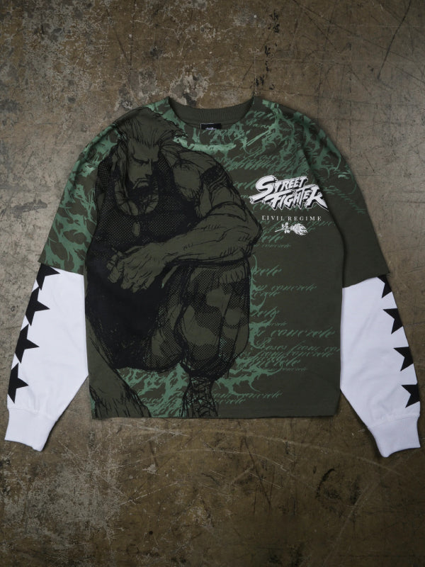 Guile Street Fighter Civil Regime tee front view flat lay