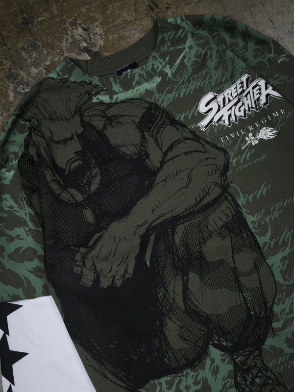 Guile Street Fighter Civil Regime tee front print close up