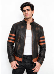 Distressed leather jacket Hugh Jackman Logan