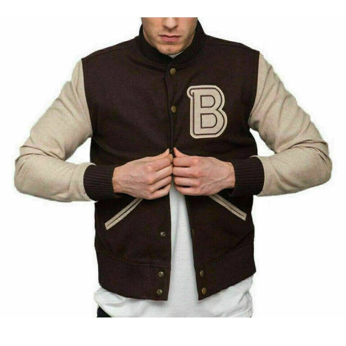 Handmade Hotline Jacket - Brown B logo Varsity Cosplay Costume