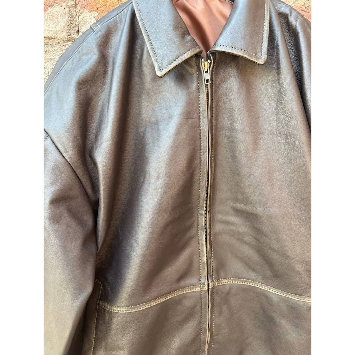 Women's Oversize Vintage Brown Bomber Handmade Real Leather Jacket, Women's Brown Oversized Leather Jacket