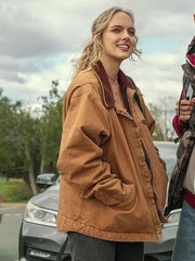 Jessica Belkin Bad Day tan workwear jacket side profile street