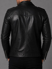 Johnny Blaze Ghost Rider black leather jacket back view studio