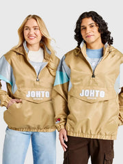 Starter x Pokémon Johto Region jacket front view male and female models