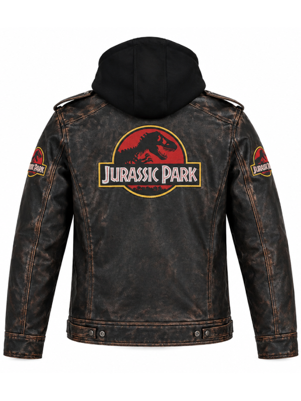 Jurassic Park vintage worn brown leather coat