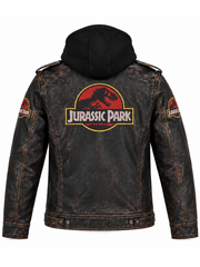 Jurassic Park vintage worn brown leather coat
