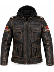 Jurassic Park buckle pocket epaulette moto coat