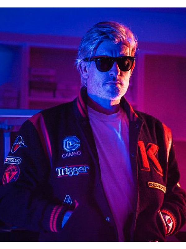 Kavinsky Reborn album varsity jacket black red