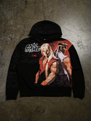 Ken Ryu Street Fighter Civil Regime hoodie front view flat lay
