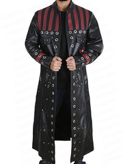 Striped Shoulder Leather Coat Superstar Edge