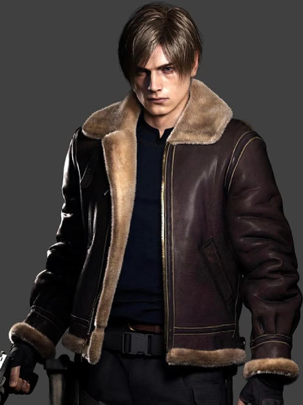 Leon S Kennedy RE4 distressed leather bomber