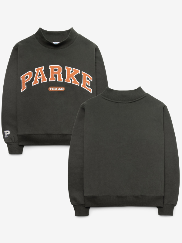 Parke Texas Longhorns grey sweatshirt front and back flat lay