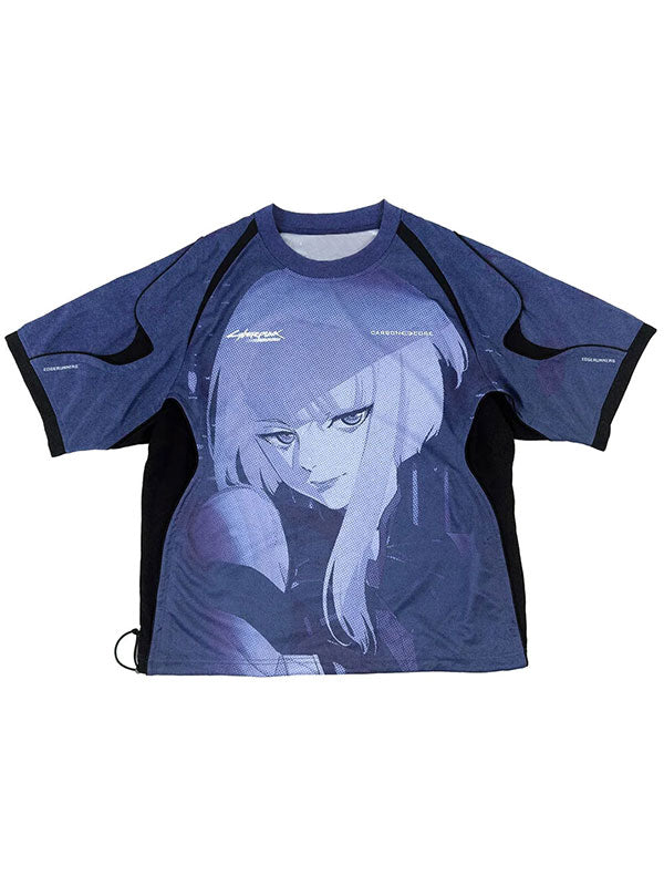 Lucy Cyberpunk Edgerunners jersey front flat lay graphic print