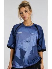 Lucy Cyber-Punk Edgerunners jersey front view close up graphic print