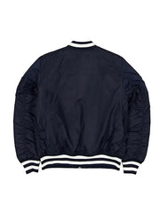 Chicago Bears inspired navy MA-1 bomber jacket back view
