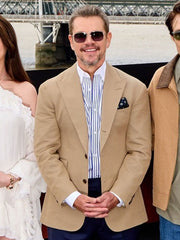 Matt Damon The Odyssey 2026 Beige Blazer