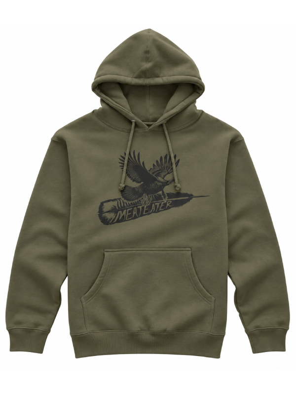 MeatEater olive green turkey feather print sweatshirt