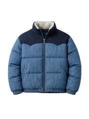 men's denim puffer jacket