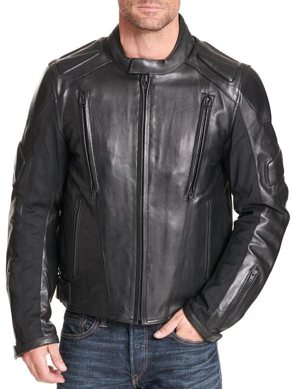 black armored biker leather coat