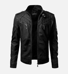 Men's Slim Fit Motorcycle Leather Jacket