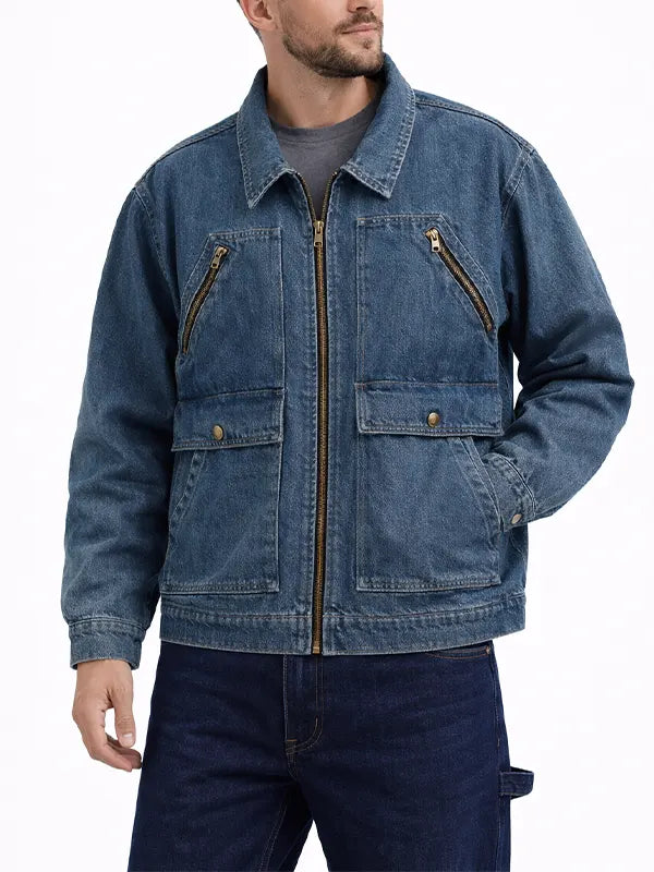 mens denim hooded jacket