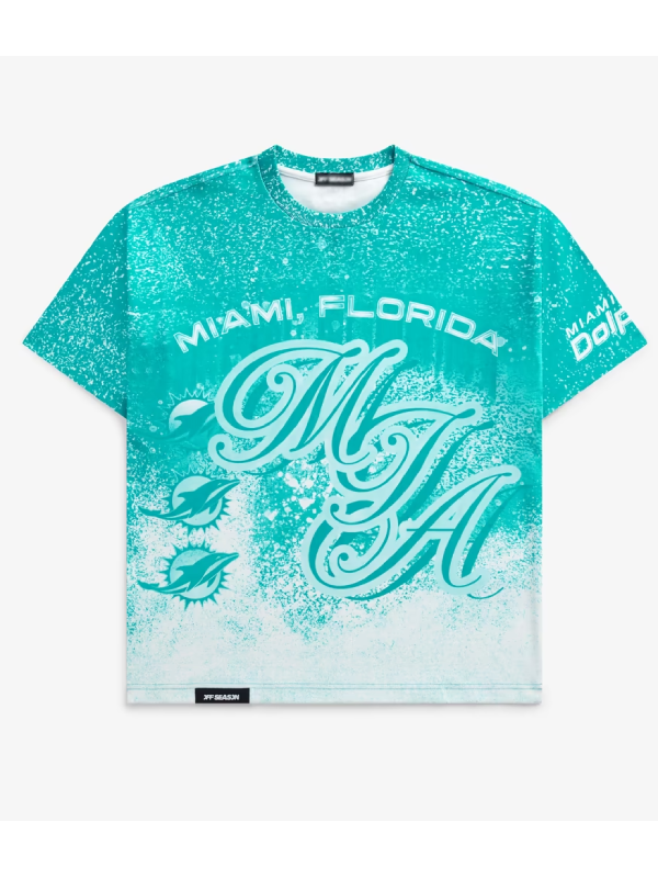 Miami Dolphins MIA jumbo print shirt front flat lay