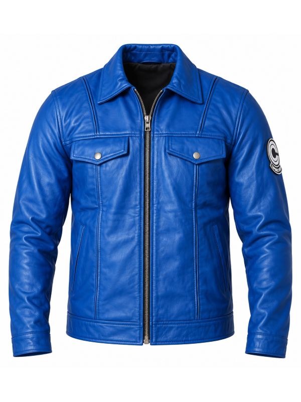 Future Trunks anime blue leather jacket for fans