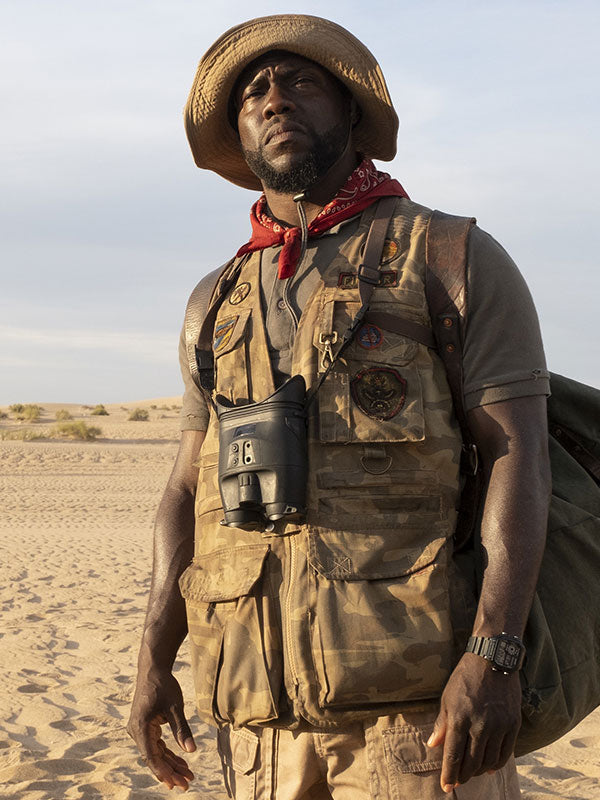 Finbar Mouse Jumanji Open World camo vest front view desert scene