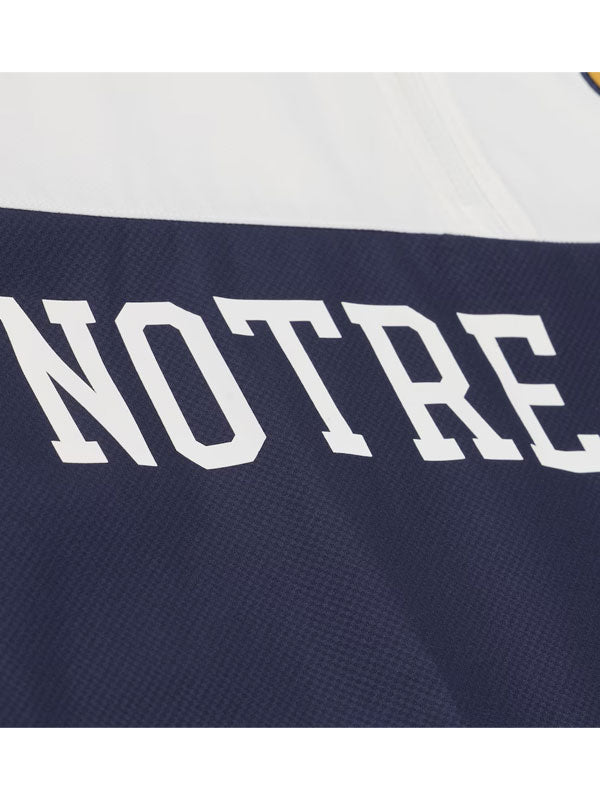 Notre Dame Fighting Irish text logo close up chest detail