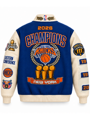 New York Knicks 2026 Champions Blue Varsity Jacket