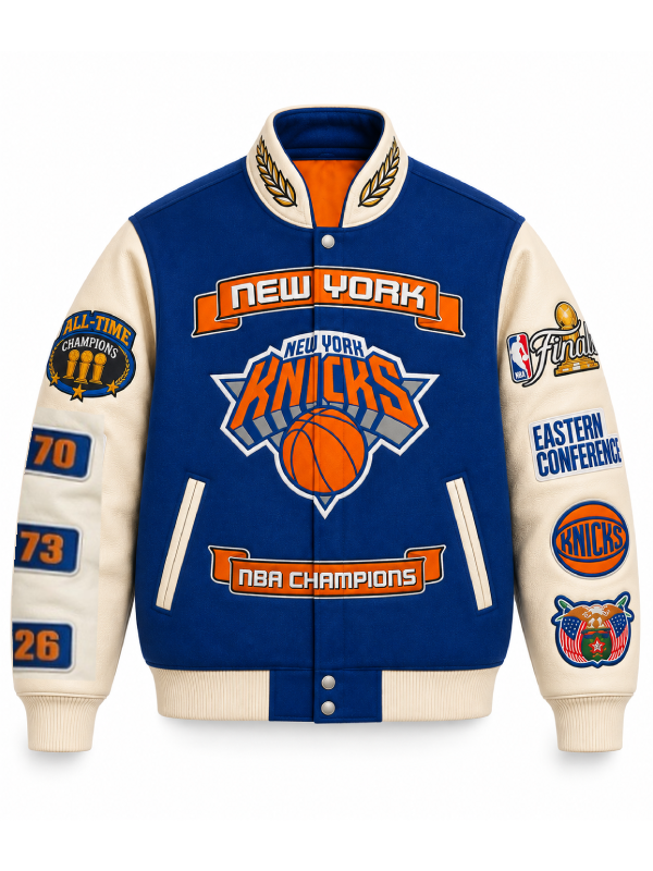 New York Knicks 2026 Champions Blue Varsity Jacket