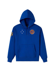 New York Knicks OVO-inspired royal blue fleece pullover hoodie front view
