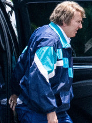 Madden movie Nicolas Cage navy colorblock track jacket close up side view