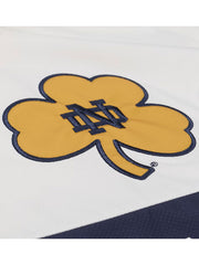 Notre Dame Fighting Irish embroidered shamrock ND logo close up detail