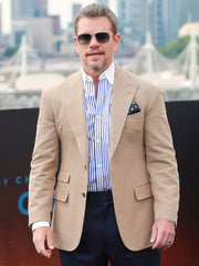 Matt Damon The Odyssey 2026 Beige Blazer
