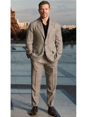 Matt Damon The Odyssey 2026 Gray Plaid Suit