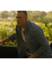 Rafe Cameron Outer Banks denim shirt front view field scene