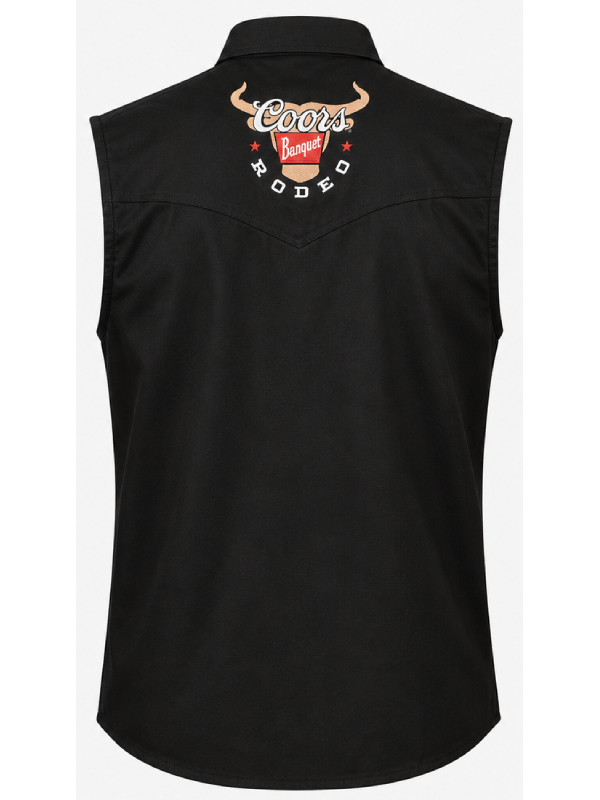 Outer Banks Rafe Cameron black snap vest flat lay back