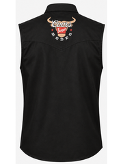 Outer Banks Rafe Cameron black snap vest flat lay back