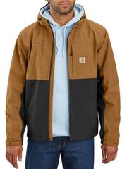 Outer Banks Rafe Cameron brown black colorblock jacket flat front
