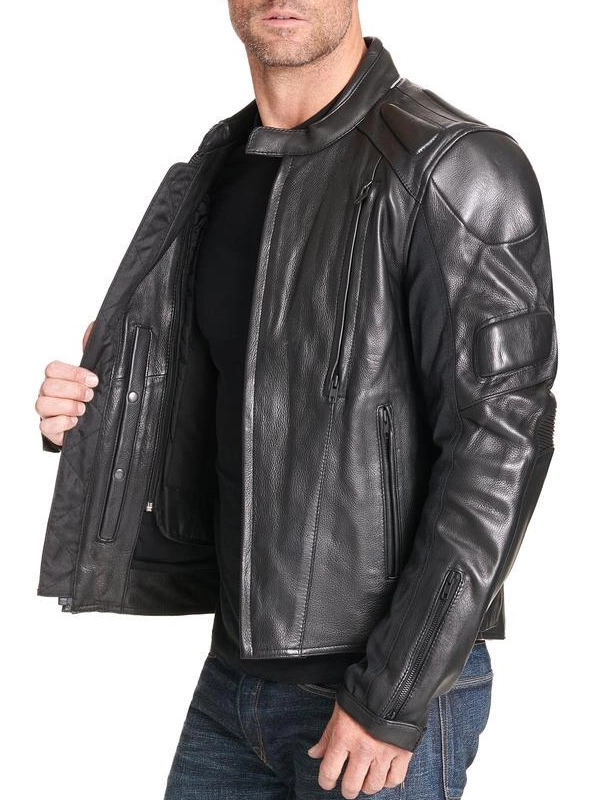 mens quilted lining leather jacket
